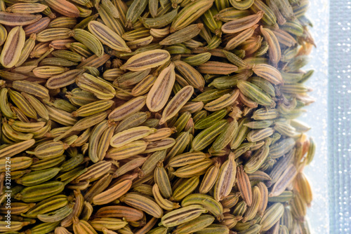 fennel seeds in plastic packaging ready to be brewed as tea