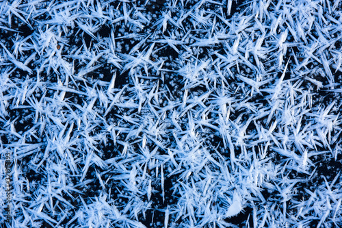 Niice frozen snow crystals on ice