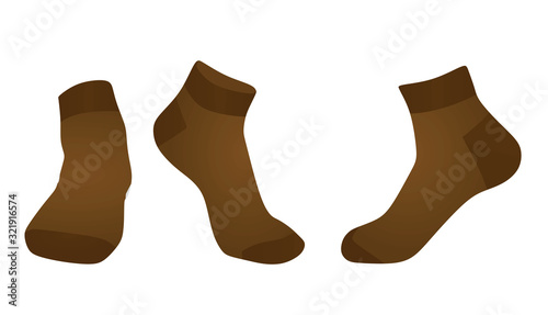 Brown foot socks. vector illustration