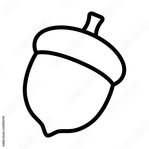 Acorn or oaknut seed line art vector icon for nature apps and websites
