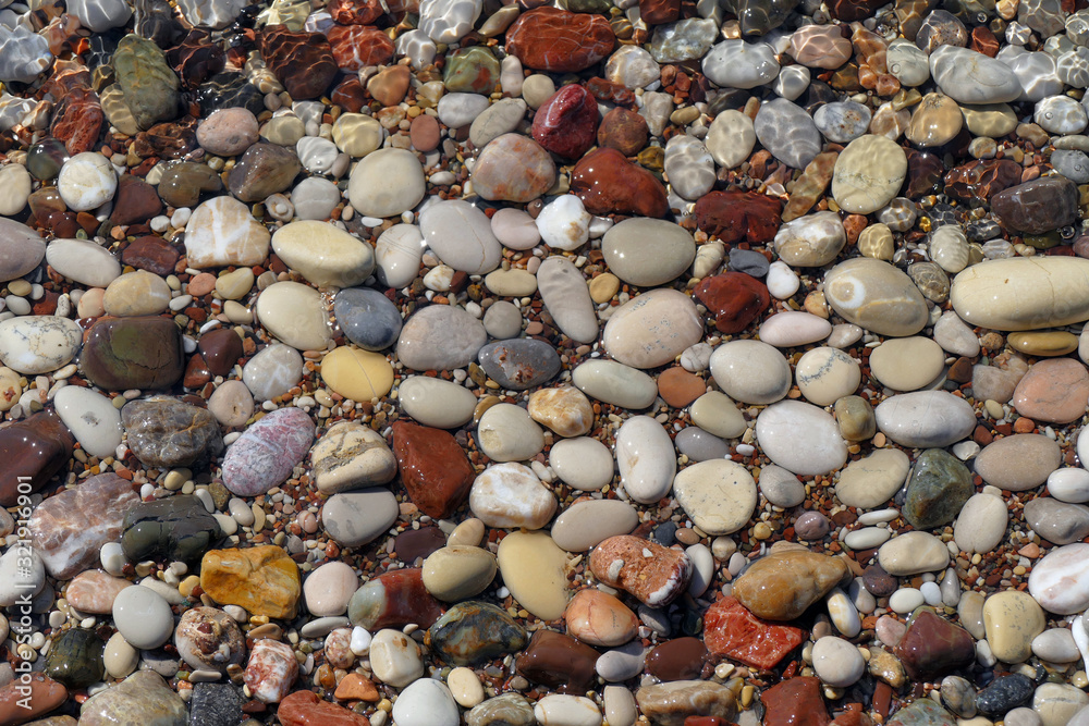 Structure of many pebble beaches in Peloponnese, GreeceStructure of many pebble beaches in Peloponnese