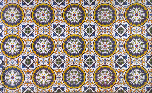 Checkered traditional Cuban ceramic mosaic tile background pattern. Architectural mosaic detail, abstract background for street, bath and pool. Ornamental pattern for street and interior design