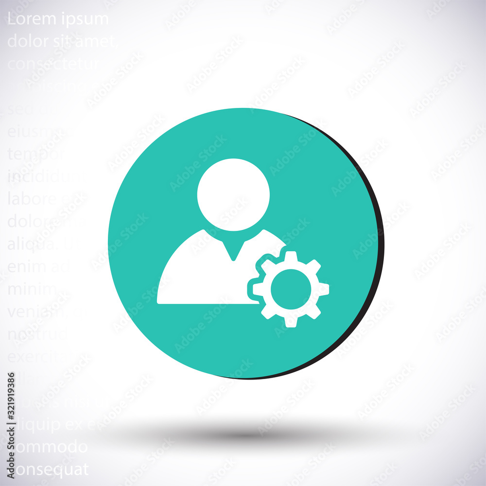 Man and cog vector icon , lorem ipsum Flat design Man and cog vector icon , lorem ipsum Flat design