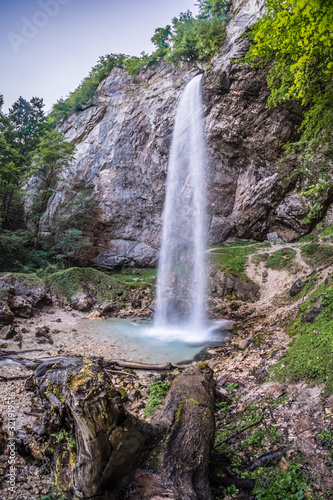 Waterfall Wildensteiner Wasserfall on mountain Hochobir in Gallicia, Carinthia, Austria photo