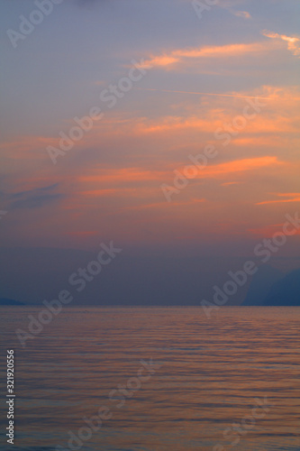 sunset over the lake sea evening panorama view landscape horizon  sunrise  