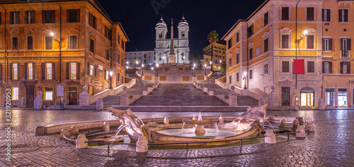Photography Spanish Steps in Piazza di Spagna at night in Rome, Italy