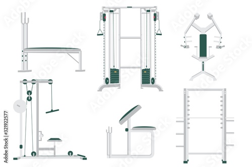 Sport Gym Club Equipment Set Isolated on White
