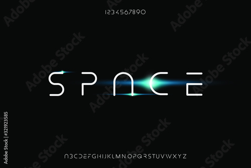 space, an Abstract technology futuristic alphabet font. digital modern minimalist typography vector illustration design photo