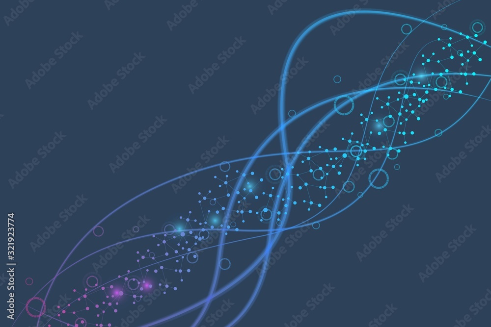 Geometric abstract background with connected line and dots. Structure molecule and communication. Big Data Visualization. Medical, technology, science background. Vector illustration. Geometric abstract background with connected line and dots. Structure molecule and communication. Big Data Visualization. Medical, technology, science background. Vector illustration.