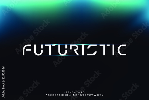 futuristic, an Abstract technology alphabet font. digital space typography vector illustration design