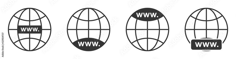 WWW icon. Globe earth vector icons set. WWW icon. Globe earth vector icons set.