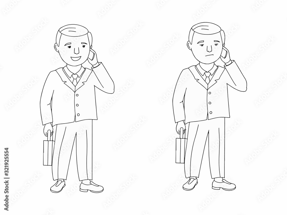 Linear art of Businessman character design.