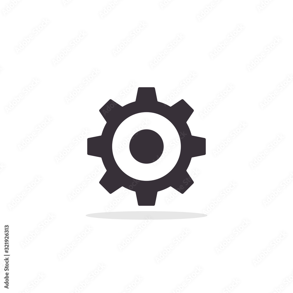 Gear Icon vector. Simple flat Cog symbol Black pictogram illustration on white background Gear Icon vector. Simple flat Cog symbol Black pictogram illustration on white background