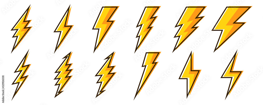 Lightning icons - vector. - obrazy, fototapety, plakaty 