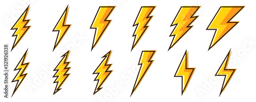 Lightning icons - vector.