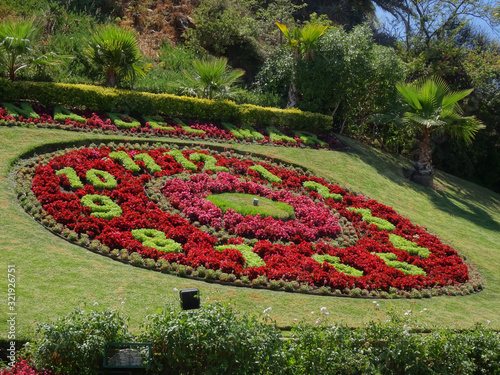 Flower clock located in Viña del Mar in Chile photo