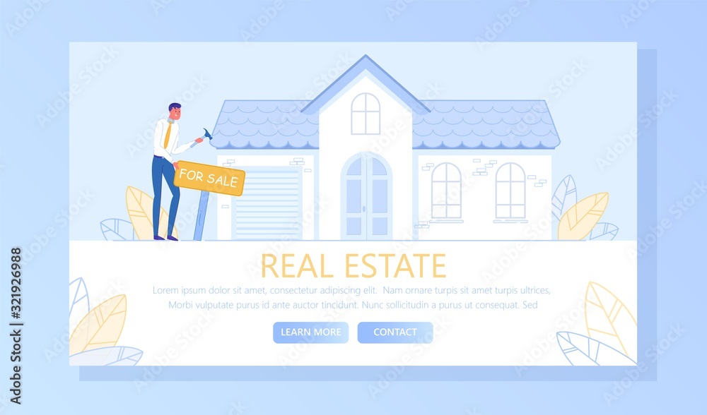 Real Estate Realtor Service Flat Vector Web Banner