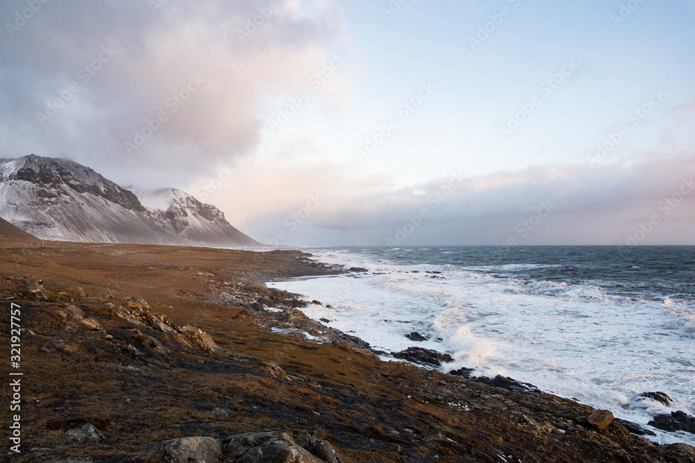 Coastline of Hvalnes in east Iceland