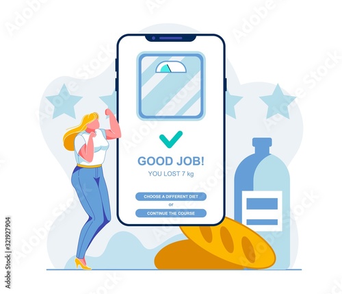 Weight Loss Mobile App Flat Vector Illustration