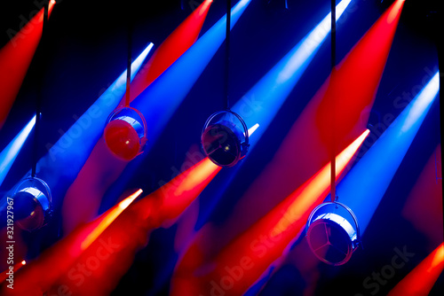 Bilde på lerret Lights at stage or concert show. Night party