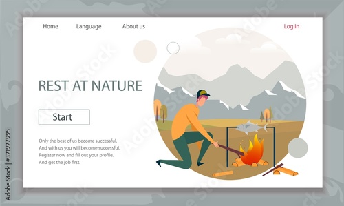 Young Man Having Rest at Nature Spend Time at Camp