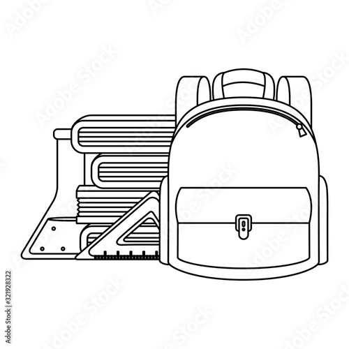 schoolbag with books and supplies