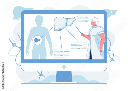 Liver Anatomy Description Flat Vector Illustration