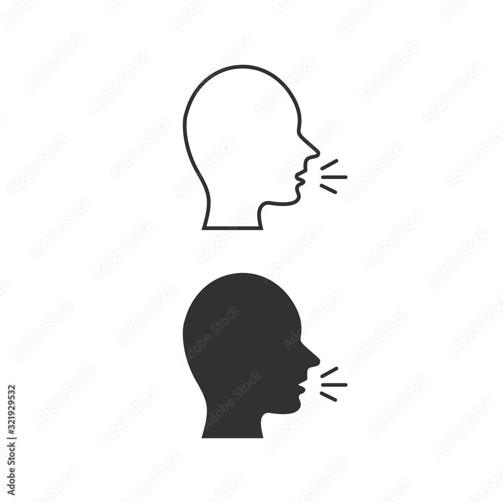Man Talking icon, speaking man symbol, Vector isolated flat design command illustration Man Talking icon, speaking man symbol, Vector isolated flat design command illustration
