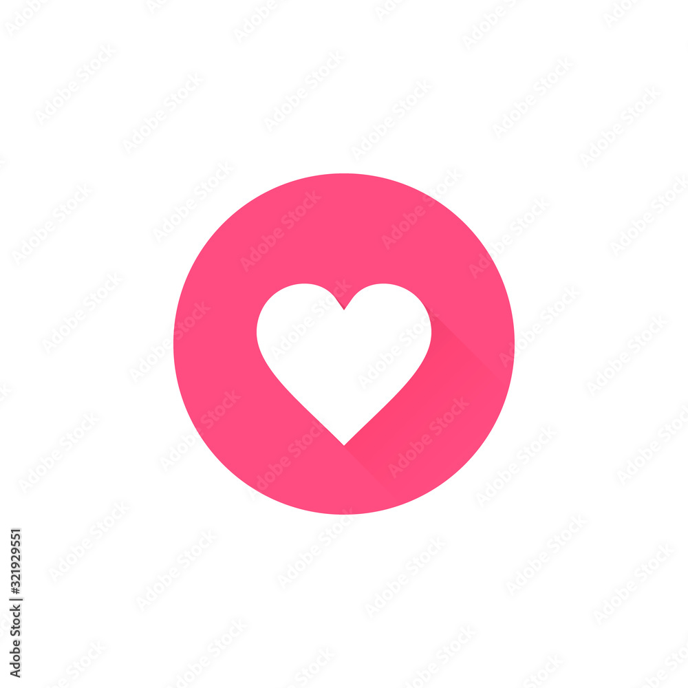 Heart icon with long shadow, Vector isolated flat design illustration Heart icon with long shadow, Vector isolated flat design illustration