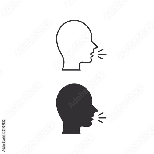 Man Talking icon, speaking man symbol, Vector isolated flat design command illustration
