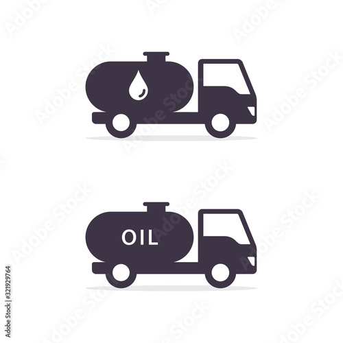 Truck with oil or fuel, Tank oil transport icon. Vector isolated flat design illustration