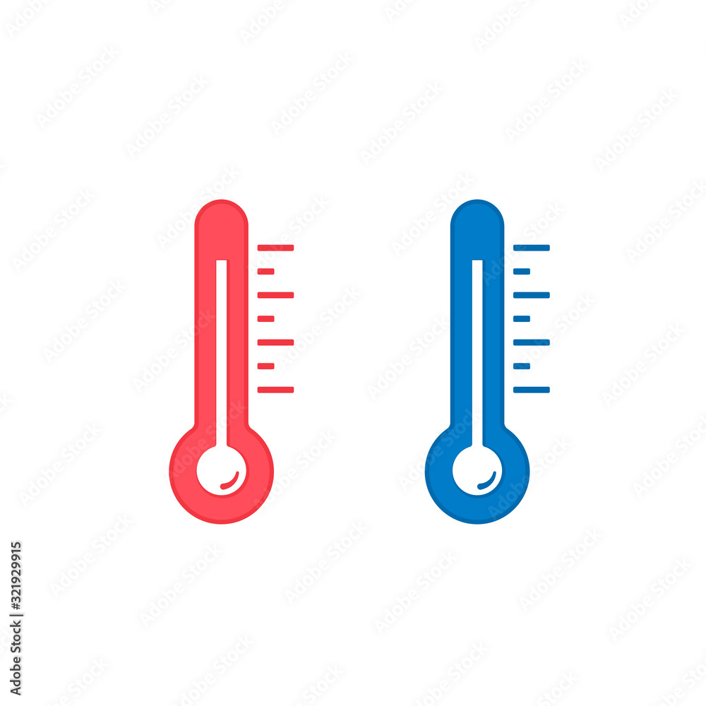 Thermometer icon set, blue and red, Vector isolated flat design illustration Thermometer icon set, blue and red, Vector isolated flat design illustration