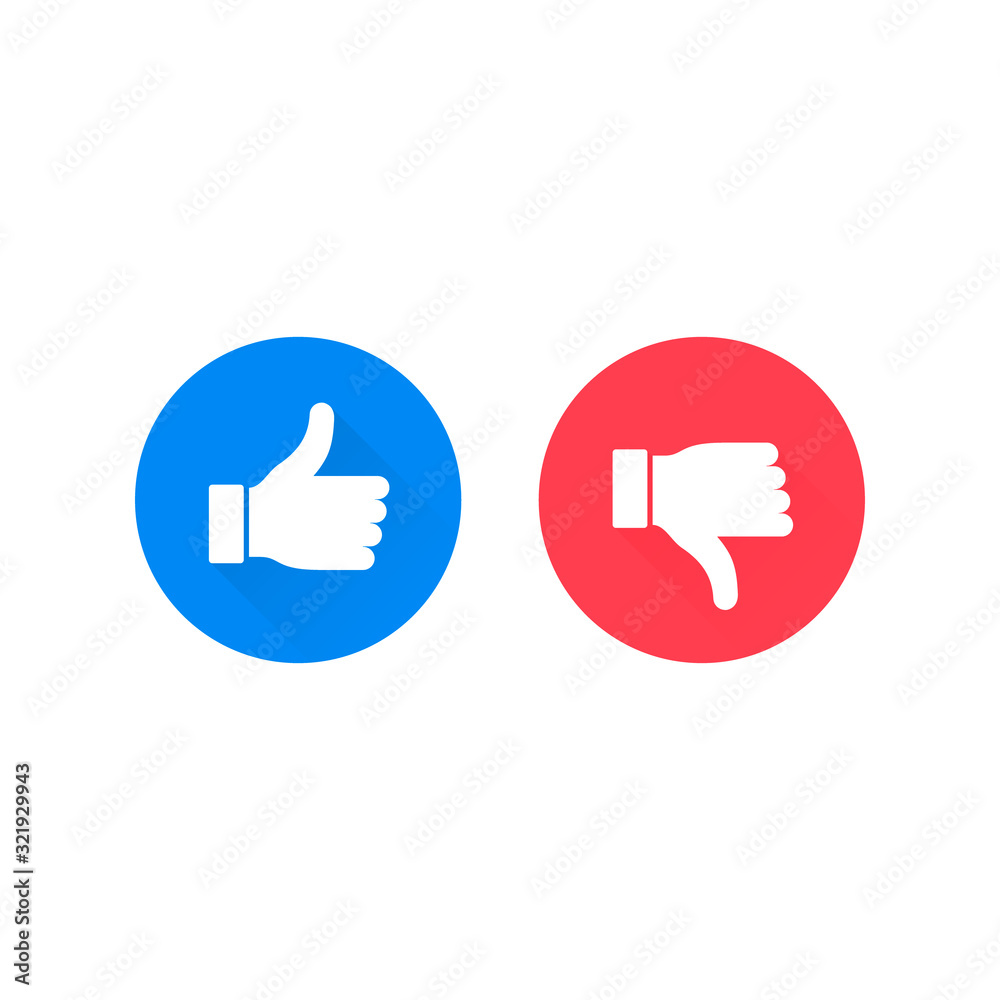 Thumbs up and down icon Vector, like and dislike button isolated on white background Thumbs up and down icon Vector, like and dislike button isolated on white background