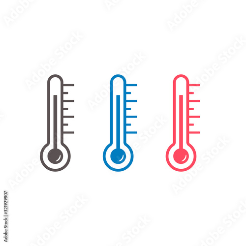 Thermometer icon set, Vector flat design illustration isolated on white