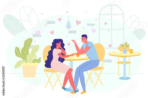 Romantic Date Couple in Love in Cafe  Banner.