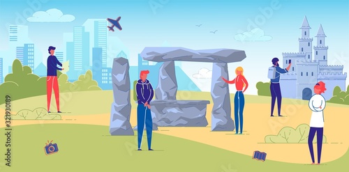 Tourists Visiting World Wide Famous Landmarks