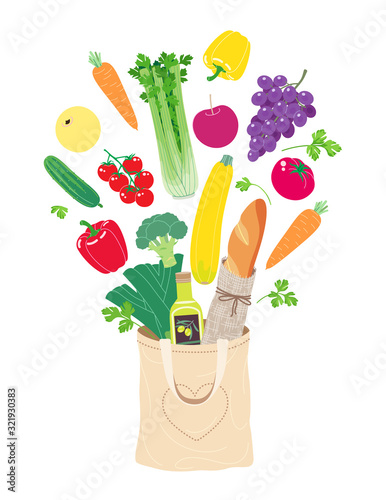 Textile Eco Bag Fills up with Natural Products.