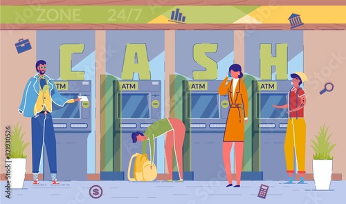 ATM Cash Withdrawal Service Word Concept Banner