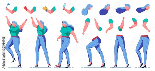 Woman Jumping Happily, Raising Hands Up, Walking.