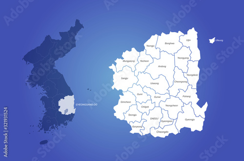gyeongsang do map. gyeongsang-namdo and gyeongsang bukdo map. korea provinces map. 