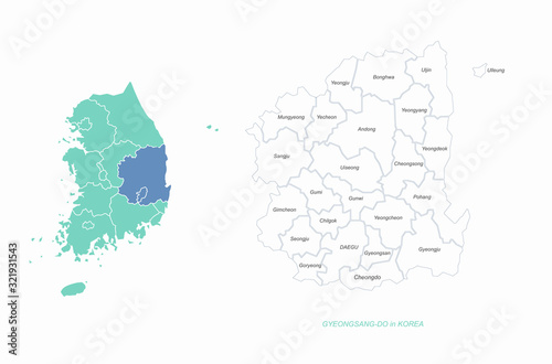 gyeongsang do map. gyeongsang-namdo and gyeongsang bukdo map. korea provinces map. 