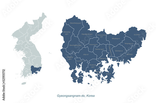 gyeongsang do map. gyeongsang-namdo and gyeongsang bukdo map. korea provinces map. 