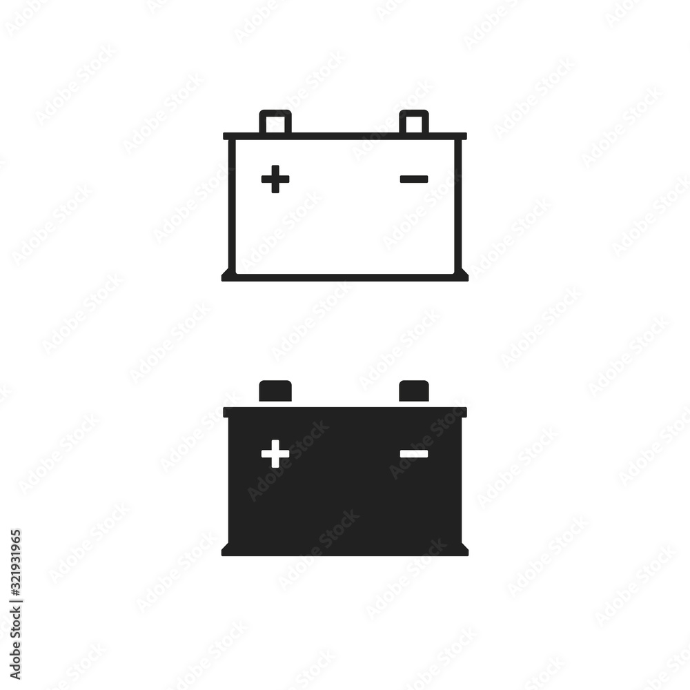 Car battery icon, Vector isolated flat design illustration Car battery icon, Vector isolated flat design illustration