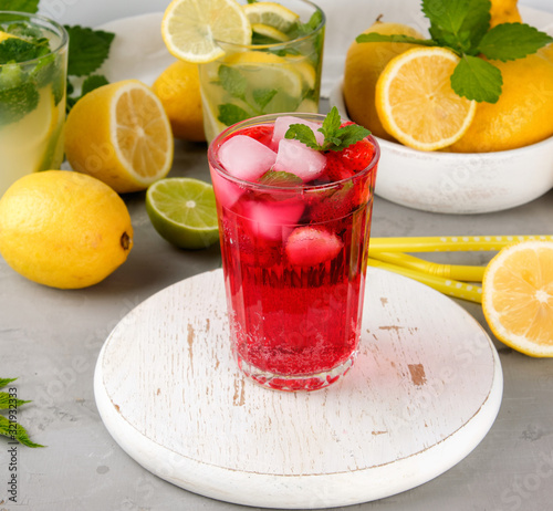 refreshing summer drink of strawberries