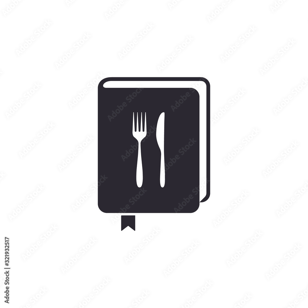 Cook book icon, menu or recipe book sign, Vector isolated flat design illustration Cook book icon, menu or recipe book sign, Vector isolated flat design illustration