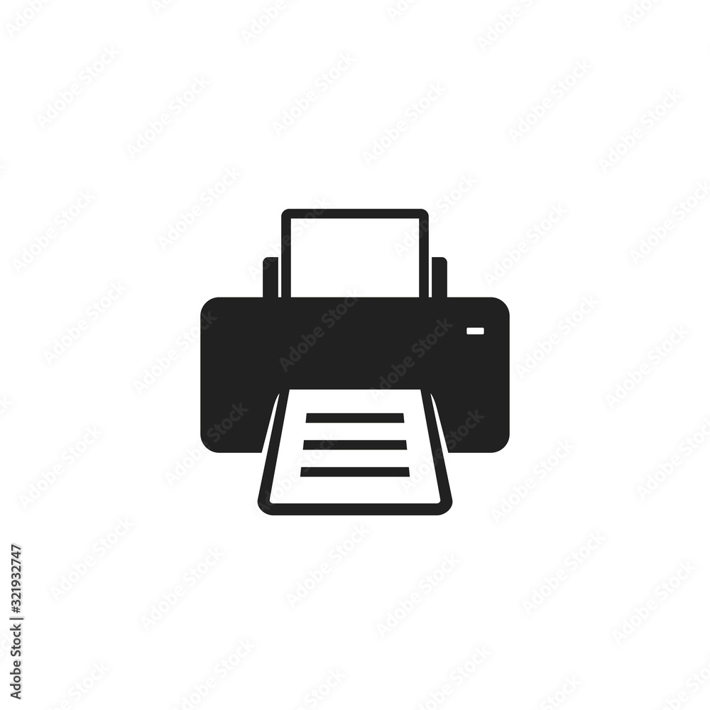 Printer icon on white background. Vector isolated flat illustration Printer icon on white background. Vector isolated flat illustration
