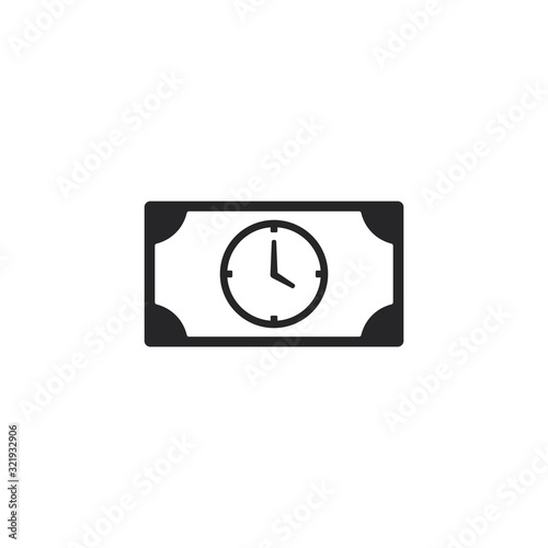 Time is money concept Vector icon. Money bill with clock inside illustration