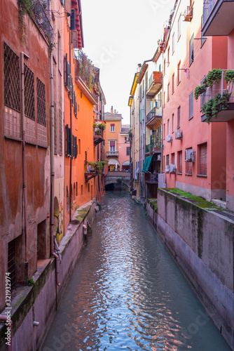 The Canale delle Moline "Canal of the Moline" in Bologna. It is one of the few stretches of the canals that is still visible in Bologna, Italy
