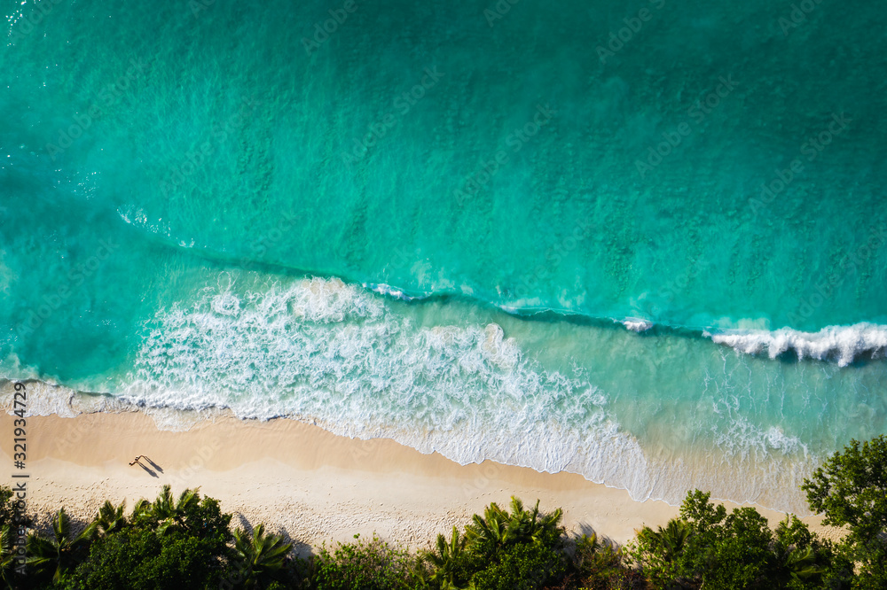 Beach aerial view Seychelles 