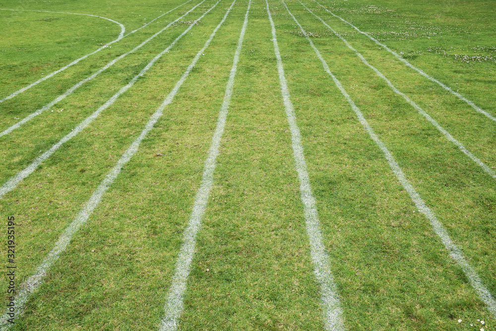 Obraz premium Painted running race lines on a school field